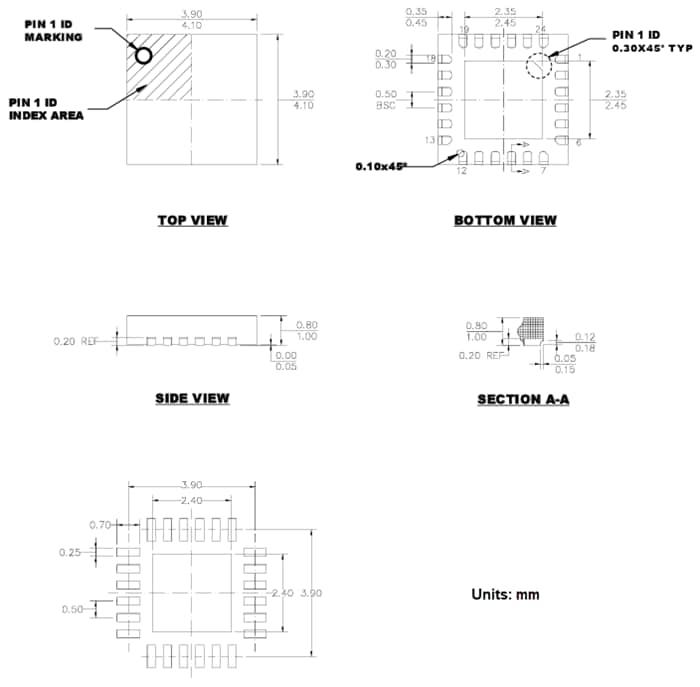 Mechanical Drawing - Monolithic Power Systems (MPS) MPQ6600L-AEC1 Stepper Motor Drivers